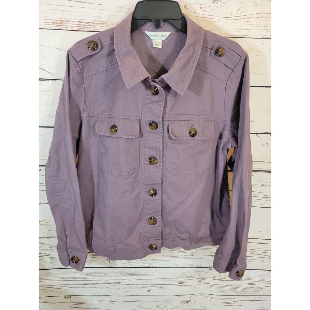 Christopher & Banks Long Sleeve Jacket  Purple Button Front Women's Size Large